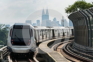 Kuala Lumpur Mass Rapid Transit MRT train approaching towards