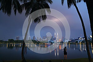 Kuala Lumpur night city skyline