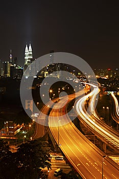 Kuala Lumpur skyline at night.