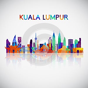 Kuala Lumpur skyline silhouette in colorful geometric style.