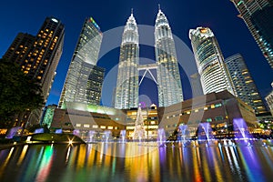 Kuala Lumpur Skyline by Symphony Lake at Night