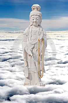 Kuan Yin buddha made from white jade.