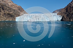 Kuannit Glacier calves into Prins Christian Sund, South Greenland photo