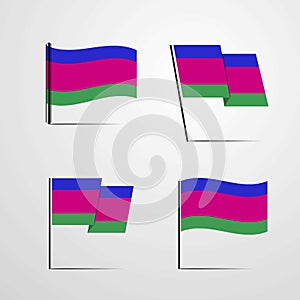 Kuban Peoples Republic waving Flag set design vector
