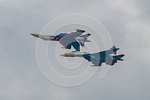 Two Su-35S fighters of the Russian Knights