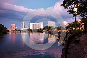 Kuching Waterfront at the Sarawak River at the Blue Hour