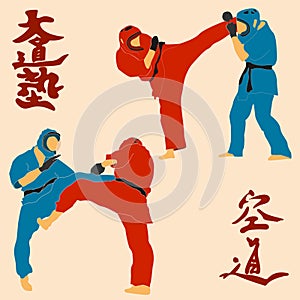 Kudo martial arts fighters illustration