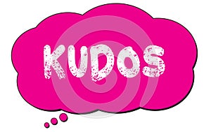 KUDOS text written on a pink thought bubble