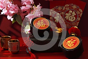 Kue Keranjang or Nian Gao, Popular Cake for Chinese New Year Festival with Red Concept