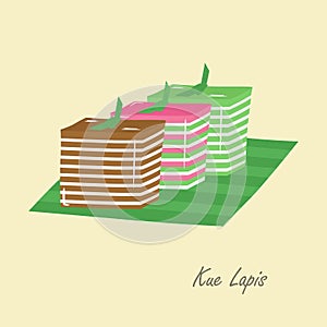 Indonesian Traditional Cake, Kue Lapis Cartoon Vector photo