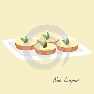 Indonesian Traditional Cake, Kue Lumpur Cartoon Vector photo