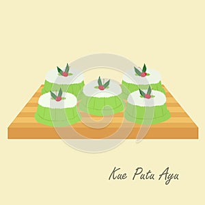 Indonesian Traditional Cake, Kue Putu Ayu Cartoon Vector photo