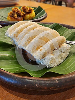 Kue Rangi or also called sagu rangi is an Indonesian coconut cake photo