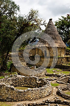 Kuelap is a mountaintop fortress city near Chachapoyas, Peru,