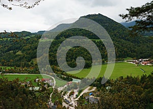 KugelmÃ¼hle parking view from Ettenburg in Berchtesgarden in Germany in Autumn photo