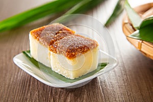 Kuih Bingka Ubi, traditional Malaysian Nyonya dessert sweet cake photo