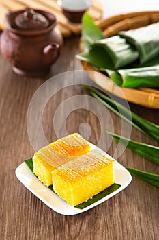 Kuih Bingka Ubi, traditional Malaysian Nyonya dessert sweet cake photo