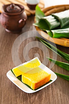 Kuih Bingka Ubi, traditional Malaysian Nyonya dessert sweet cake photo