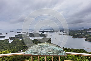 Kujuku Islands overlook in cloudy day in Sasebo, Kyushu.