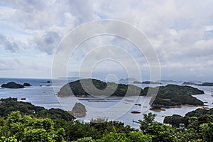 Kujuku Islands overlook in cloudy day in Sasebo, Kyushu.