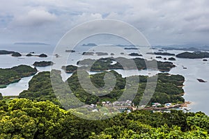 Kujuku Islands overlook in cloudy day in Sasebo, Kyushu