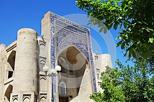 The Kukeldash Madrasah in the Lyabi-Khauz ensemble in Bukhara in Uzbekistan