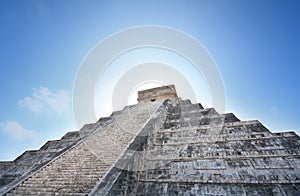 Kukulcan Mayan pyramid at sunrise, Mexico