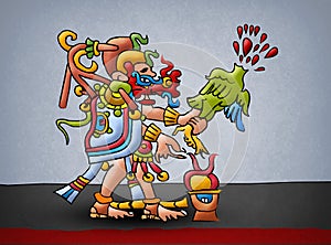 Kukulkan Mayan Aztec Deity God Prophecy Illustration. photo