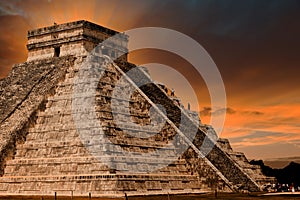 Kukulkan Pyramid in Chichen Itza Site, Mexico photo