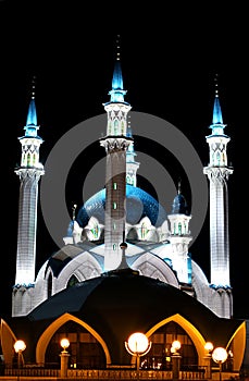 Kul-Sharif mosque in Kazan Kremlin at night