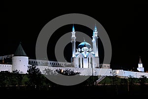 Kul-Sharif mosque in Kazan Kremlin at night