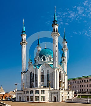 kul sharif mosque in the kazan kremlin on a sunny summer day