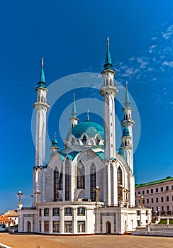 kul sharif mosque in the kazan kremlin on a sunny summer day