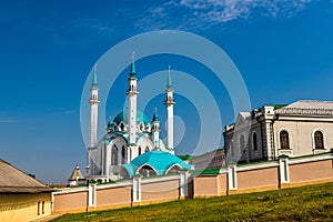 kul sharif mosque in the kazan kremlin on a sunny summer day