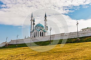 kul sharif mosque in the kazan kremlin on a sunny summer day