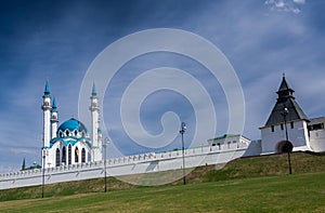 Kul Sharif Mosque and the Transfiguration tower in Kazan Kremlin