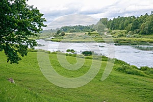 Kuldiga bridge and river at Latvia summer.