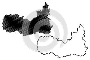 Kulgam district Jammu and Kashmir union territory, Republic of India map vector illustration, scribble sketch Kolgom map