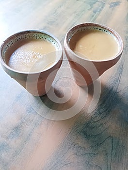 2 kulhad tea on the table