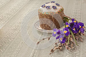 Kulich, iris and willow twigs