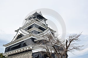 Kumamoto castle destroyed by fire but governor rebuild and conserve in Japan