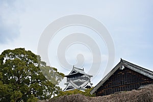 Kumamoto castle destroyed by fire but governor rebuild and conserve in Japan