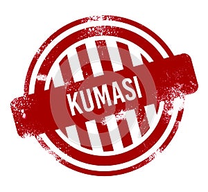 Kumasi - Red grunge button, stamp