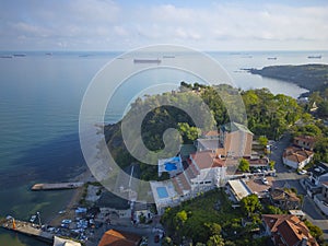 Kumkoy historic town center aerial view, Istanbul, Turkey