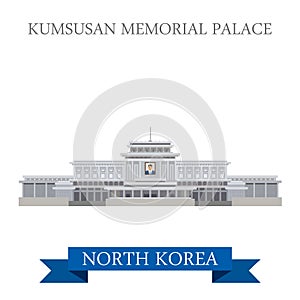 Kumsusan Memorial Palace Pyongyang North Korea vector flat