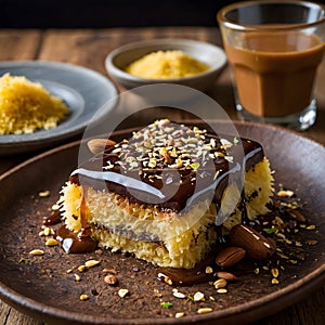 Kunafa with Chocolate Lava: Crispy Layers and a Gooey Chocolate Core photo