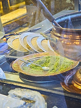 Kunefe, or Kenafeh, traditional Arab dessert.