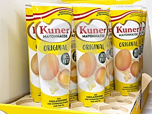 Kuner original mayonnaise tubes in store display