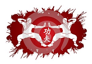 Kung fu action ready to fight graphic vector