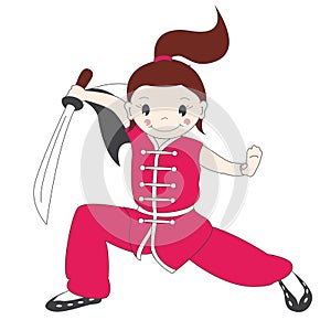 Kung fu girl with sword photo